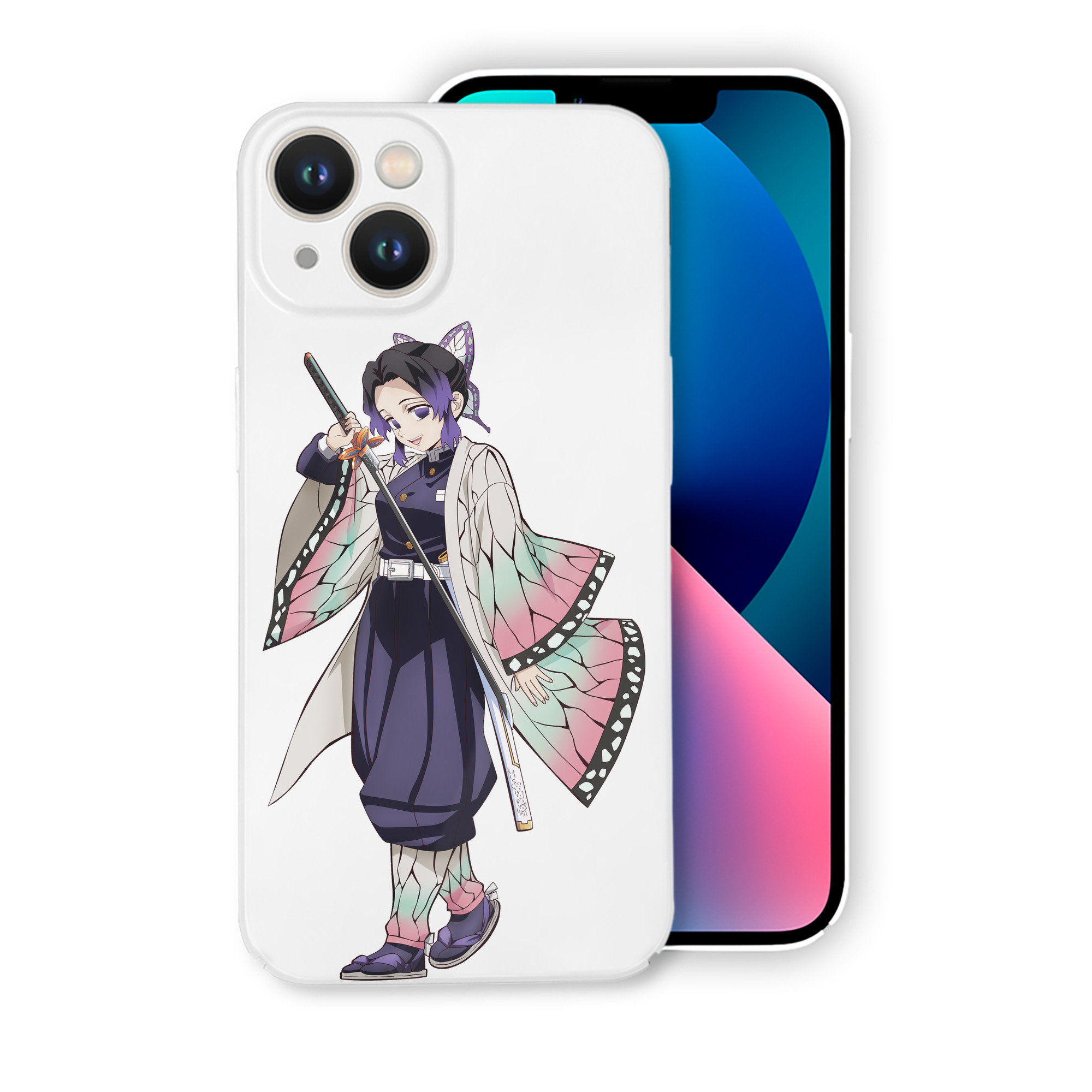 （画像用） 鬼滅の刃（きめつのやいば）蟲柱-胡蝶 しのぶ／こちょう しのぶ Kochou Shinobu 【iPhone 14シリーズ対応】ハードケース